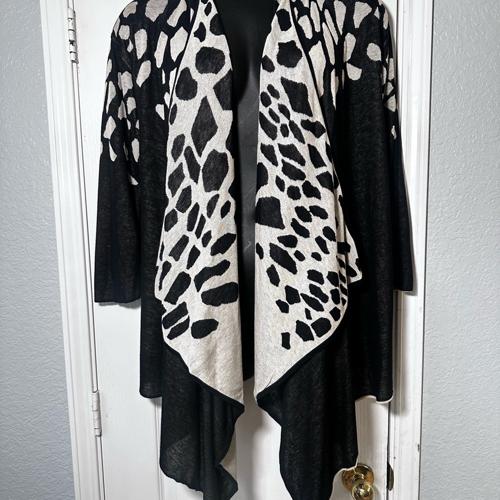 St John Cardigan Sweater Womens Size P M Open Front Waterfall